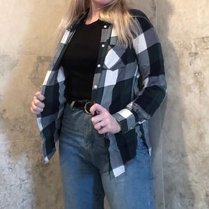 Green, black, white flannel- Merona size S